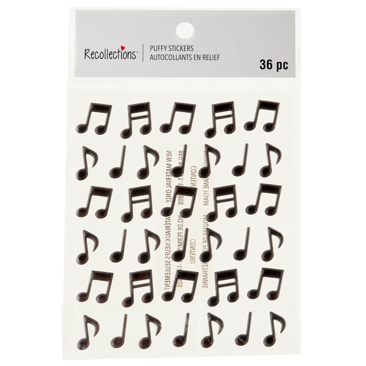 12 Packs: 36 ct. (432 total) Puffy Music Note Stickers by Recollections™ Signature™